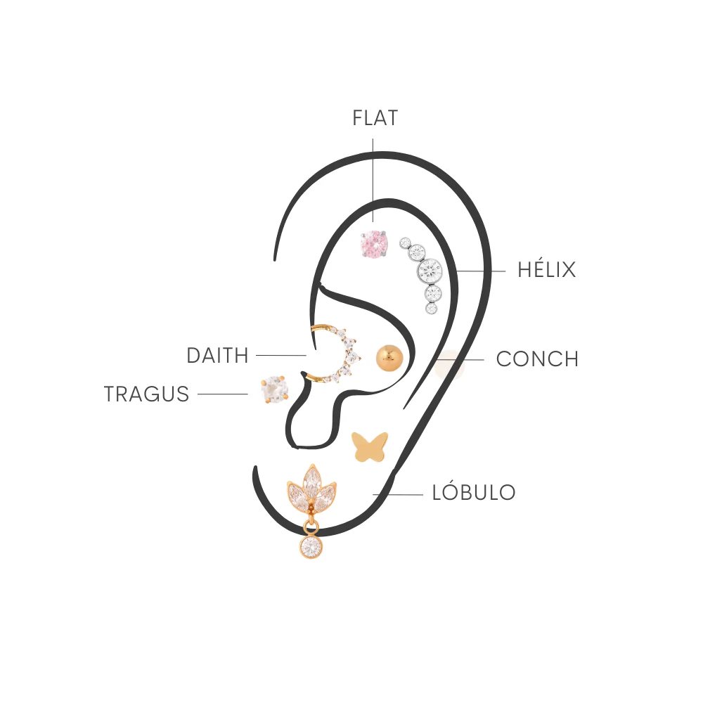 Mapa de piercings en la oreja